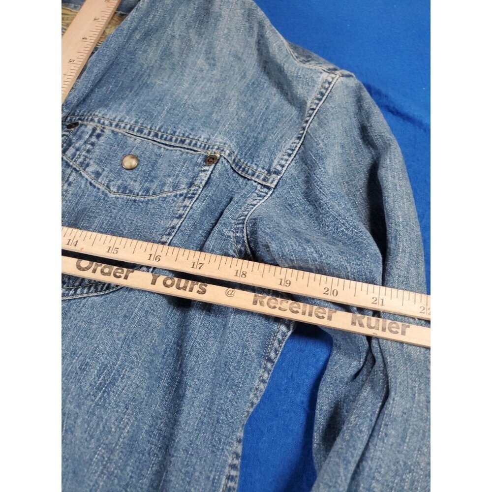 Vintage Liz Claiborne Denim Jean Shirt Pearl Buttons Jacket Size Medium - Picture 8 of 16